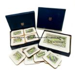 Two boxed sets of 1966 World Cup dinner mats and drink coasters, each depicting a stadium used at