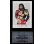 Two framed Lennox Lewis fight certificates awarded to Frank Maloney dating from 2000, comprising a