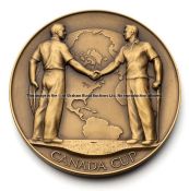 1957 Canada Cup International Golf Trophy team member bronze medallion presented to Ken Bousfield,