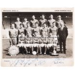 Signed b&w photograph of the Manchester United 1964-65 Football League Division One Championship