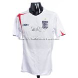 Frank Lampard signed England 2005-06 white replica home jersey, short sleeved with England badge,