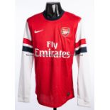 Thomas Eisfeld match worn Arsenal FC red No.46 jersey v Reading, played at Madejski Stadium on