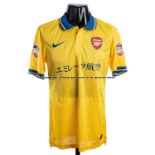 Kristoffer Olsson Arsenal FC yellow and blue No.23 colour change jersey from the 2013 Asia Tour,