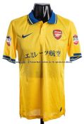 Kristoffer Olsson Arsenal FC yellow and blue No.23 colour change jersey from the 2013 Asia Tour,