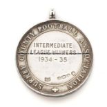 Surrey County FA Intermediate League Winners' silver medal season 1934-35, obverse with enamelled