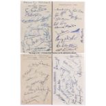 England international football team signatures, circa 1950s, comprising four postcards with
