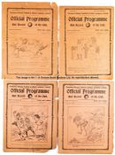 Four Tottenham Hotspur home programmes, 1923 Football League v Middlesbrough, and 3 x London