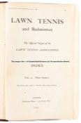 Bound Volume of Lawn Tennis and Badminton for 1908-09, bound in red hard boards and with an engraved