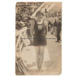 US Olympic swimmer Martha Norelius signed 1924 Paris Olympic Games official postcard, No.438 by