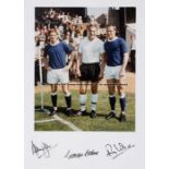 England 1966 World Cup autographed framed display, comprising an 8 by 10in colour photograph of