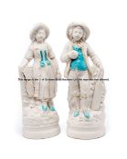 A pair of bisque porcelain cricket and tennis sporting figures, early 20th century, modelled as a