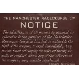 Original signage from the defunct Manchester Racecourse at Castle Irwell, dark red painted timber