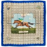 Ladies' silk scarf commemorating the victory of Pinza in the 1953 ‘Coronation’ Derby, with central