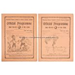 Two Tottenham Hotspur home programmes season 1913-14, Blackburn Rovers 25th October & Sunderland 8th