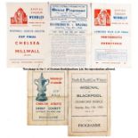 Five Wartime Cup Final programmes, Arsenal v Blackpool 15.5.43 (pirate) and Bournemouth v Walsall