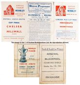 Five Wartime Cup Final programmes, Arsenal v Blackpool 15.5.43 (pirate) and Bournemouth v Walsall