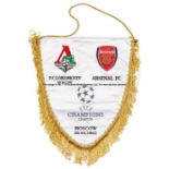 UEFA Champions League match pennant for Lokomotiv Moscow v Arsenal match played at the Lokomotiv