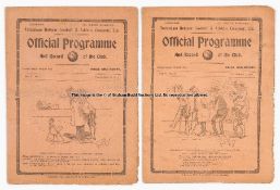 Two Tottenham Hotspur home programmes season 1912-13, Bolton Wanderers 9th November & Newcastle