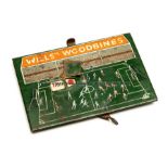 Wills’s Woodbine cigarettes tinplate football game circa 1920s, lever operated spinning mechanism,