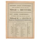 Millwall v Royal Irish Rifles programme played at The Den 10th February 1912, single-sheet, ex-bound