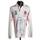 England 2003 rugby squad signed limited edition World Cup 2003 Champions jersey, embroidered RUGBY