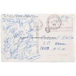 Signed postcard from the France v Belgium international football friendly at Stade de Colombes, 15th