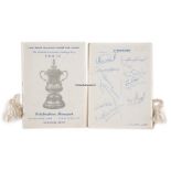 Two team-signed Leeds United 1965 F.A. Cup Final dinner menus, from the Savoy Hotel, London, 1st May