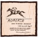 Givenchy silk scarf depicting 1972 Derby winner Roberto, cream, with brown sketched image and border