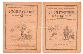 Two Tottenham Hotspur home programmes season 1912-13, Blackpool (F.A. Cup) 11th January 1913 and a