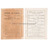 Two 1920s Epsom Derby Day racecards, both Dorling's, for 1920 (punch-holed) and 1925 (Steve Donoghue