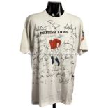 Multi-signed British Lions supporter's T-shirt circa 1993, signed in black marker to the front by