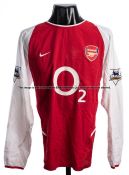 Edu Gaspar Arsenal FC red and white No.17 home jersey circa 2003, match issue, long-sleeved,