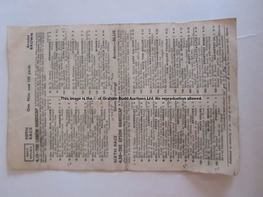 Four 1940s Epsom Derby Day racecards, comprising 1946 (Airborne), 1947 (Pearl Diver), 1948 (My Love) - Image 7 of 21
