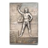 Paris 1900 Olympic Games silver winner's plaque, by Frederic Vernon (1858-1912), for a physical