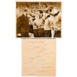 Wolverhampton Wanderers 1949 F.A. Cup Winners football autograph team sheet and photograph, original