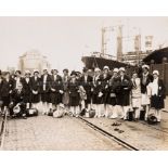 Original press photograph of US Olympic team members on the quayside in Amsterdam having arrived for