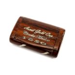 Victorian wooden snuff box presented to the jockey Charlie Marlow for winning the Gold Cup at