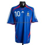 Zinedine Zidane blue France No.10 jersey from the pre-World Cup match v Mexico 27th May 2006,