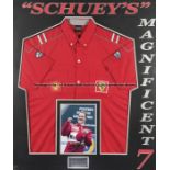 Michael Schumacher signed memorabilia display titled "Schuey's Magnificent 7", commemorating