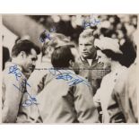 Multi signed photograph of Bobby Moore introducing England's 1966 World Cup team to HM The Queen,