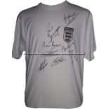 Multi signed replica white England jersey, short-sleeved plain T-shirt style with three lions