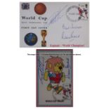 Geoff Hurst & Martin Peters signed 1966 World Cup first day covers, one with Jules Rimet trophy,