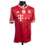 Thomas Muller red Bayern Munich No.25 jersey from the Champions League Round of 16 2nd Leg v Arsenal