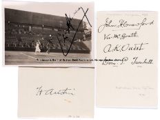 1930s tennis autographs, comprising the 1933 Australian Davis Cup team in on a page removed from