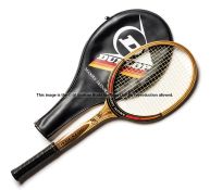 John McEnroe signed tennis racquet, wooden framed Dunlop Maxply McEnroe, signed in black marker,