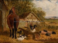 John Frederick Herring, Jnr. (British, 1815-1907) FARMYARD SCENE oil on canvas, signed J.F. Herring,