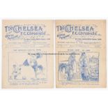 Two Chelsea v Tottenham Hotspur programmes, the first a combined issue 12th & 13th April 1913 also