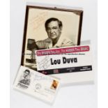 Collection of Lou Duva signed boxing memorabilia comprising a framed photograph of Lou Duva and