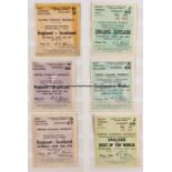 Collection of 138 football tickets, primarily England homes, dating between 1947 and 1986, with F.A.