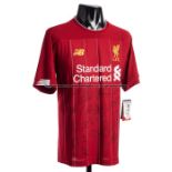 Liverpool FC replica home jersey signed by the 2019-20 Premier League championship team, signed in